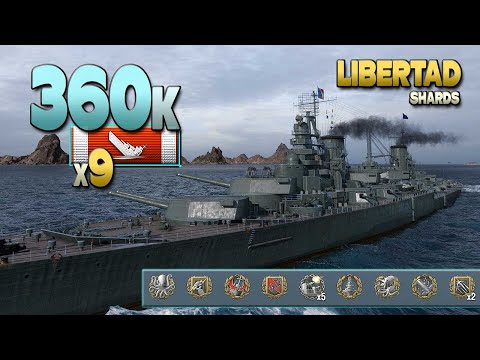 Battleship Libertad: 9 ships destroyed on map Shards - World of Warships