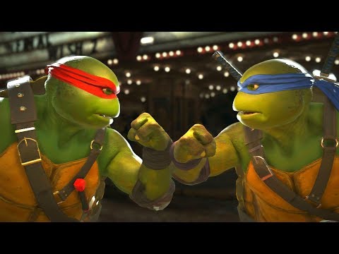 Injustice 2 - TMNT Raphael Vs Leonardo -  All Intro Dialogue/All Clash Quotes, Super Moves