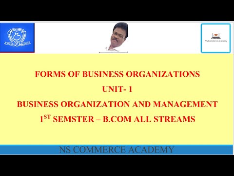 FORMS OF ORGANISATIONS - BOM -1ST SEMESTER - B,COM ALL STREAMS - O.U