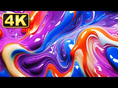 4K Abstract Colorful Paint Mix! Satisfying Paint Video! Relaxing Music / Screensaver for Meditation