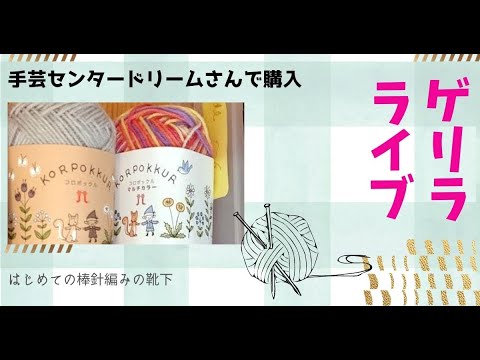 靴下を編みながら【手芸センタードリームさんで購入したコロポックル】