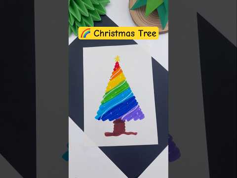 🌈 Easy Christmas Tree Drawing Idea #shorts #art #christmas #drawing