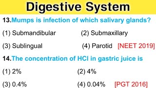 Digestive System MCQ - Digestion and Absorption