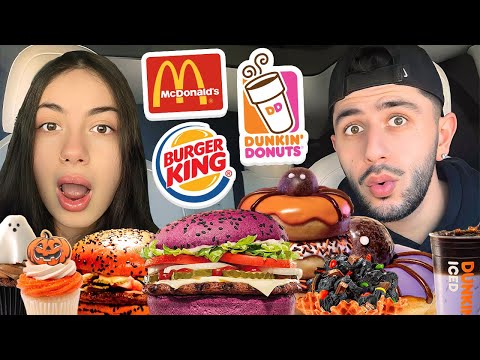 EATING HALLOWEEN FAST FOOD ITEMS FOR 24 HOURS!!