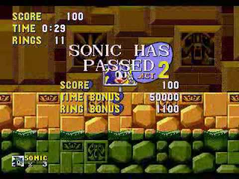 Sonic 1 - Labyrinth Zone 2 speed run 0:29 (map bug)