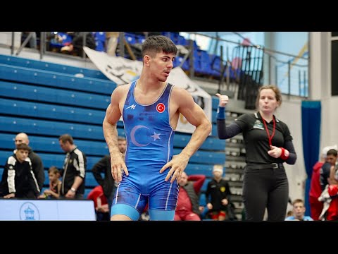 U17 Stanislavs Verdins (LAT) vs Enes Kamal (TUR) 65kg. Greco-roman boys youth wrestling. B-cam-man