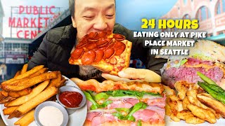 24 Hours Eating ONLY at PIKE PLACE MARKET in Seattle! 🐟🍎 | 9 Restaurant ULTIMATE Seattle Food Tour