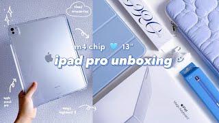 new✨ m4 iPad Pro 13” unboxing 🩵 apple pencil pro, magic keyboard + accessories