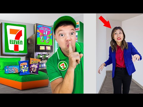 I Built a SECRET 7 11 in Our Kitchen!  We Opened My Own 7 Eleven By Crafty Hype