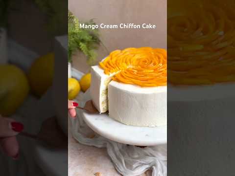 Pure mango heaven: soft like a cloud, lots of cream, and all the mango!🥭#cake #mango #mangorecipe