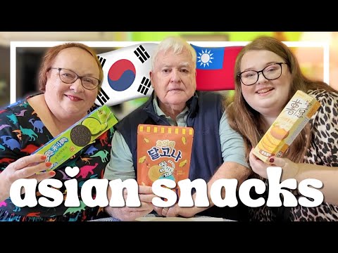 TRYING ASIAN SNACKS WITH MUM & DAD | Korean, Taiwanese and Chinese taste test!