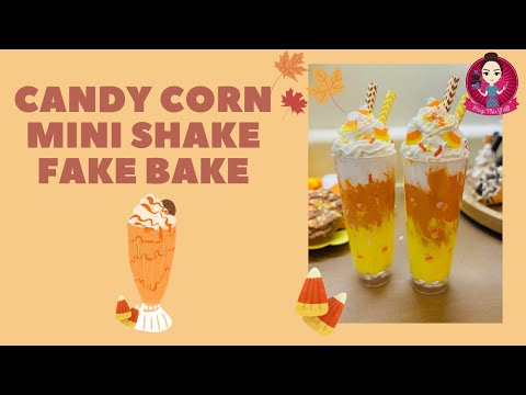 Let’s Fake Bake a mini Candy Corn milkshake for our tiered tray! #fakebake #candycorn #peepthisyall