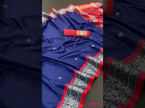 Cotton silk gold multi peacock weaving border with contrast blouse designs||NMRD channel||#shorts