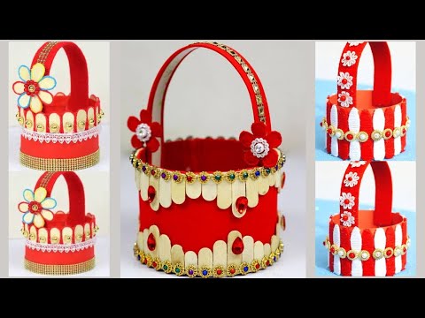 3 Beautiful Basket DIY Ideas With Plastic Bottle and Ice Cream Stick | Popsicle Stick Crafts |