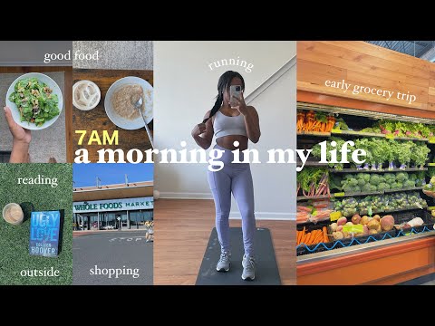 7AM morning "routine" | a VERY productive day in my life vlog! grocery haul, running, ugly love book