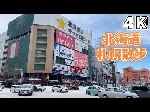 【日本散步4K】北海道最大的城市札幌散步，非常的热闹繁华，高楼广告牌林立。看看当地最热闹的街道。聊聊日本生活