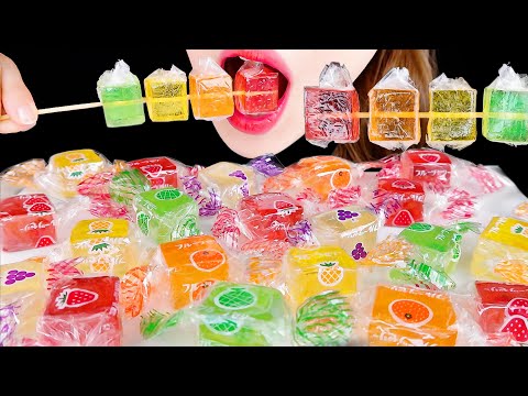 ASMR EDIBLE RAINBOW FRUIT JELLY EATING SOUNDS MUKBANG🌈 먹을 수 있는 껍질 킨조젤리 먹방 무지개 레인보우 과일젤리 먹방 咀嚼音