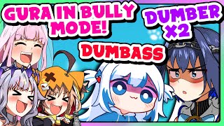 Calli: Gura in bully mode. Also Calli: They all seem like insane people