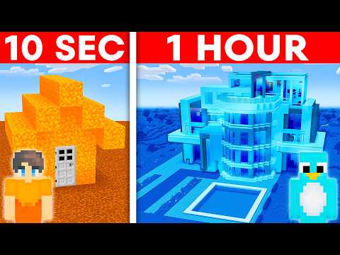 10 Seconds vs 1 Hour -  ONE COLOR Build Challenge in Minecraft