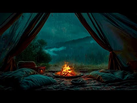 The Best Way To Healing Insomnia: Listen To Rain On Tent, Distant Thunder Sound, Crackling Fire