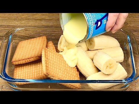 Beat condensed milk with bananas! The most delicious no-bake dessert in 10 minutes!