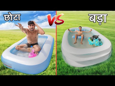 Overnight survival challenge in big vs small swimming pool challenge