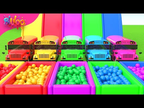 The Wheels on The Bus Song | Colorful Bus & SUPRISE EGGS | BluLoo Nursery Rhymes & Kids Songs