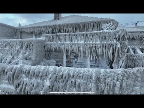 New York Blizzard turns homes into Ice Scultpures   Winter Storm 2022   Drone 4k