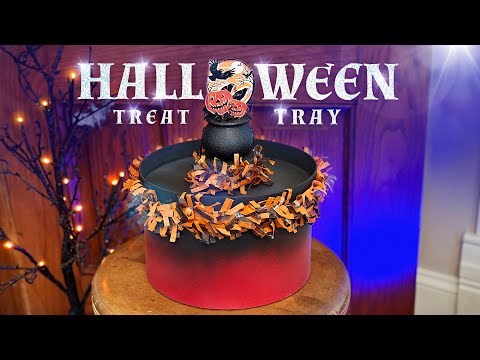 DIY Halloween Craft! Vintage Style Treat Tray Candy Dish Halloween Decoration - Crows & Pumpkins