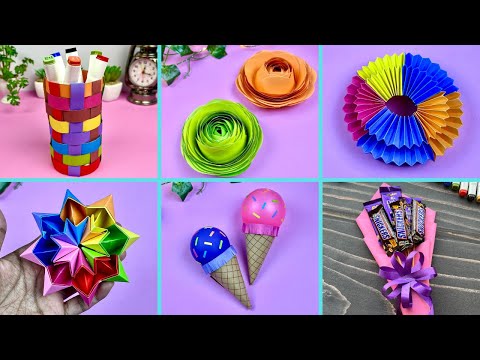 8 DIY Easy Paper Crafts Ideas When You’re Bored/ Pen holder/ Flower bouquet #shorts #art #diy