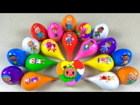 Magical Slime: Finding Pinkfong, Cocomelon Rainbow Eggs with CLAY Coloring! Satisfying ASMR Videos