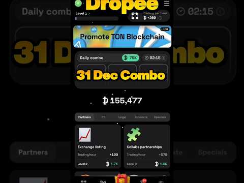 Dropee Daily Combo & Code  31 December  | Dropee Daily Combo Cards | #dropee #code #airdrop #shorts