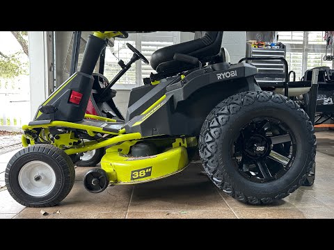 Someone is going to take this idea and run with it | RYOBI Electric Mower Tire Upgrade