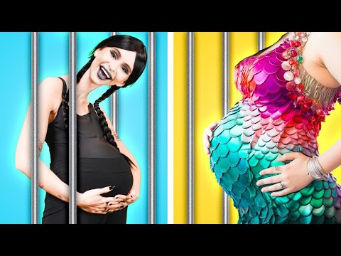 Wednesday, Mermaid and Barbie Are Future MOMS in PRISON! Pregnancy Hacks by CoCoGo!