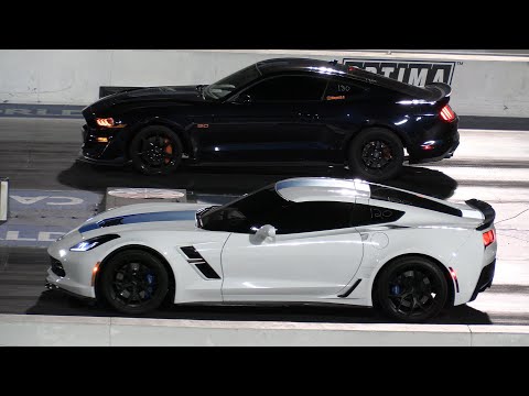 Mustang crashes racing against Corvette