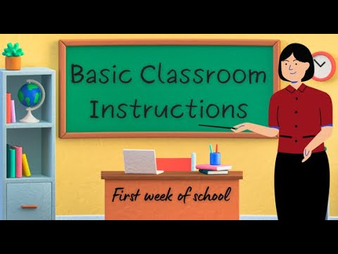 Basic classroom instructions for kids. First week of school. English vocabulary for kids.