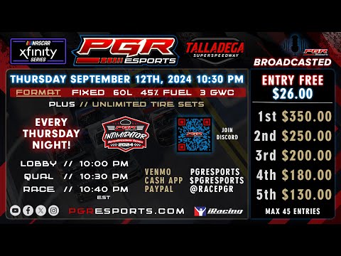 PGR eSports Intimidator Superspeedway Series | Talladega Superspeedway | 9/12/24 | PGR eSports