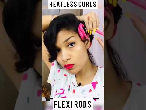 Easy heatless curls with flexi rods #shortvideo #heatlesshairstyles #curls