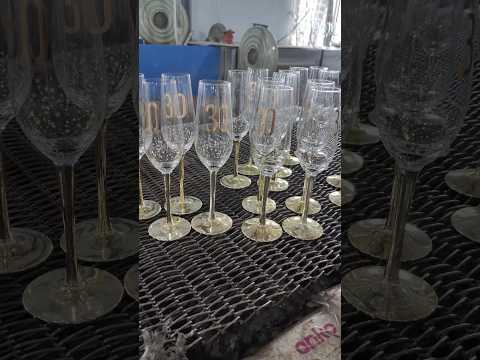 Decal printing on champagne flute #glassware #factoryshorts #manufacturer #supplier #productionline