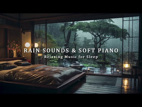 3 Hours Relaxing Music with Rain Sounds for Sleeping - Peaceful Music in Warm Bedroom, Stress Relief