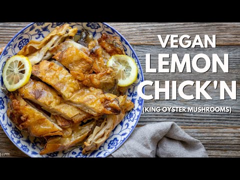 Crispy and juicy vegan lemon 'chicken' - made from mushrooms