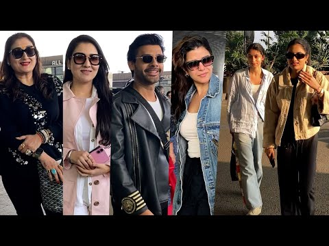 Sunita Ahuja, Tina Ahuja,Nimrat Kaur, Sharad Kelkar,Kanika Kapoor,Stebin Ben, Rysa Panday At Airport