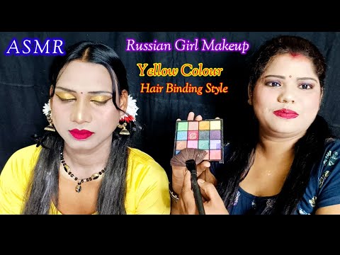 ASMR~Doing My Bro Transformation Russian Girl Makeup & Hair Binding Style.(Tingle's) 🌹❤️💋