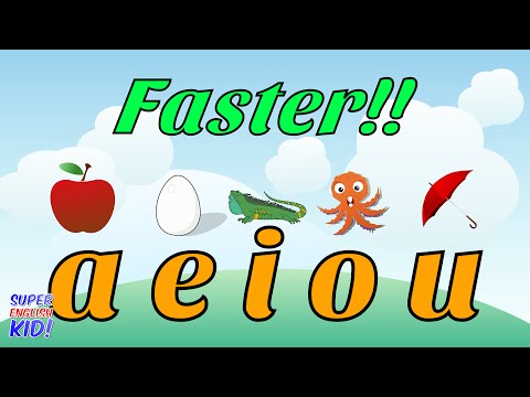 Fun and Fast Short Vowel Phonics Song "aeiou" (Faster version!!)