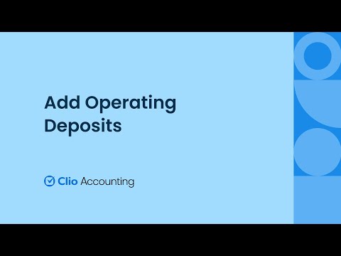 Add Operating Deposits in Clio Accounting