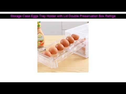 Storage Case Eggs Tray Holder with Lid Double Preservation Box Refrigerator 24 Eggs Dispenser Holde