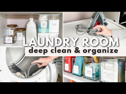 LAUNDRY ROOM DEEP CLEAN & ORGANIZE WITH ME | How I clean and organize my laundry & cleaning supplies