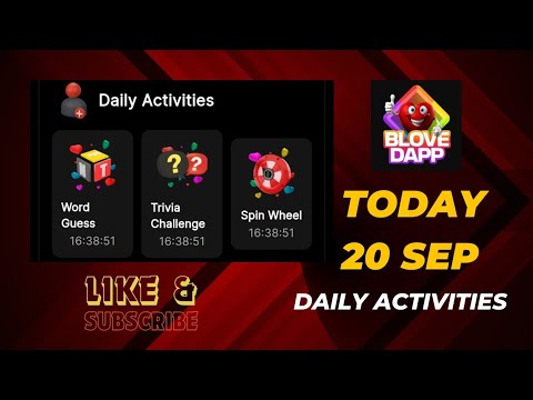 Today 20 Sep Blove DApp Guess Word Trivia Challenge Spin Wheel Daily Activities#blovedapp #guessword