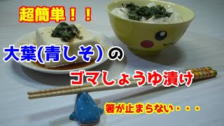 【超簡単】大葉（青しそ）のゴマしょうゆ漬け！箸が止まらなくなるウマさ