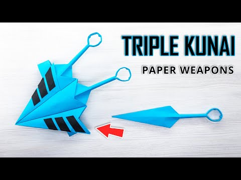 How to Make an Origami TRIPLE KUNAI  - Easy Craft for Naruto Cosplay & Ninja Games